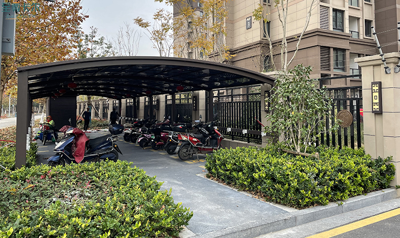 小區車棚圖片？制作電動車棚？